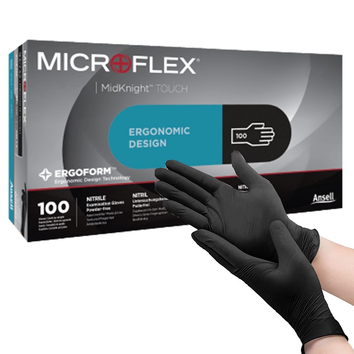 Nitrile Exam Glove BLACK MICROFLEX MidKnight Touch Textured