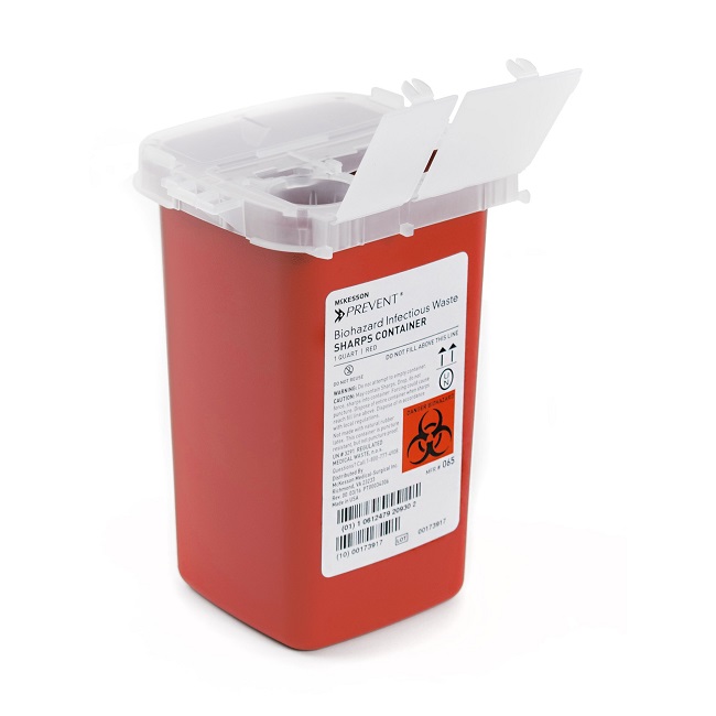Sharps Container Red Base Vertical Entry 1Qt 0.25 Gallon